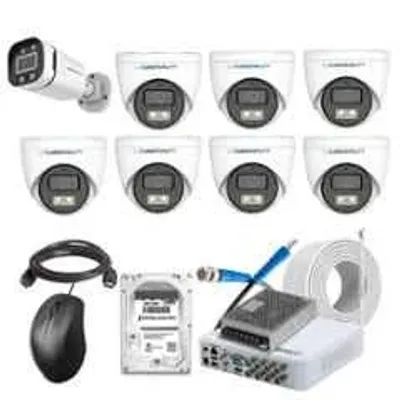 Cybernautt 2.4MP Full Colour HD Indoor & Outdoor CCTV Combo Kit with 8Ch DVR, 1 Bullet Camera, 7 Dome Camera, 8Ch SMPS, 50m Cable, 2TB HDD & Connector