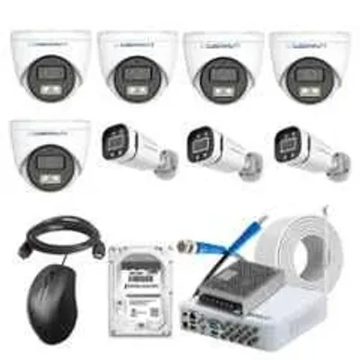 Cybernautt 2.4MP Full Colour HD Indoor & Outdoor CCTV Combo Kit with 8Ch DVR, 5 Dome Camera, 3 Bullet Camera, 8Ch SMPS, 50m Cable, 2TB HDD & Connector