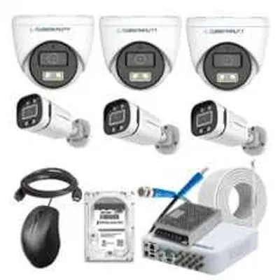 Cybernautt 2.4MP Full Colour HD Indoor & Outdoor CCTV Combo Kit with 8Ch DVR, 3 Dome Camera, 3 Bullet Camera, 8Ch SMPS, 50m Cable, 1TB HDD & Connector