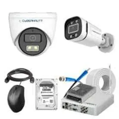Cybernautt 2.4MP Full Colour HD Indoor & Outdoor CCTV Combo Kit with 4Ch DVR, 1 Dome Camera, 1 Bullet Camera, 4Ch SMPS, 50m Cable, 2TB HDD & Connector