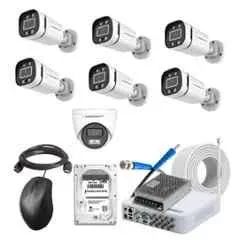Cybernautt 2.4MP Full Colour HD Indoor & Outdoor CCTV Combo Kit with 8Ch DVR, 6 Bullet Camera, 1 Dome Camera, 8Ch SMPS, 50m Cable, 1TB HDD & Connector