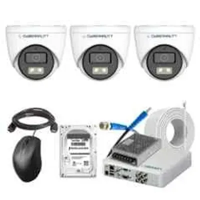 Cybernautt 2.4MP Full Colour HD Indoor & Outdoor CCTV Combo Kit with 4Ch DVR, 3 Dome Camera, 4Ch SMPS, 50m Copper Cable, 500GB HDD & Connectors