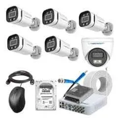Cybernautt 2.4MP Full Colour HD Indoor & Outdoor CCTV Combo Kit with 8Ch DVR, 5 Bullet Camera, 1 Dome Camera, 8Ch SMPS, 50m Cable, 500GB HDD & Connector