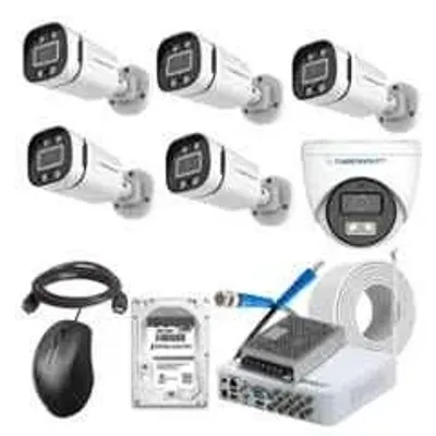 Cybernautt 2.4MP Full Colour HD Indoor & Outdoor CCTV Combo Kit with 8Ch DVR, 5 Bullet Camera, 1 Dome Camera, 8Ch SMPS, 50m Cable, 500GB HDD & Connector