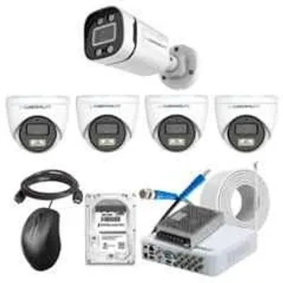 Cybernautt 2.4MP Full Colour HD Indoor & Outdoor CCTV Combo Kit with 8Ch DVR, 1 Bullet Camera, 4 Dome Camera, 8Ch SMPS, 50m Cable, 1TB HDD & Connector