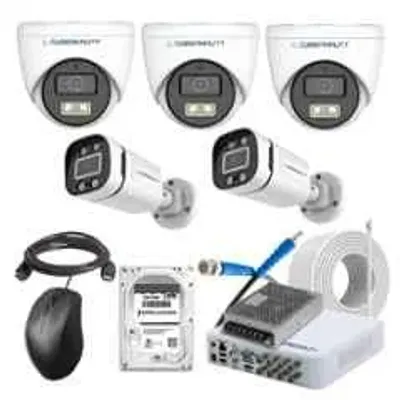 Cybernautt 2.4MP Full Colour HD Indoor & Outdoor CCTV Combo Kit with 8Ch DVR, 3 Dome Camera, 2 Bullet Camera, 8Ch SMPS, 50m Cable, 1TB HDD & Connector