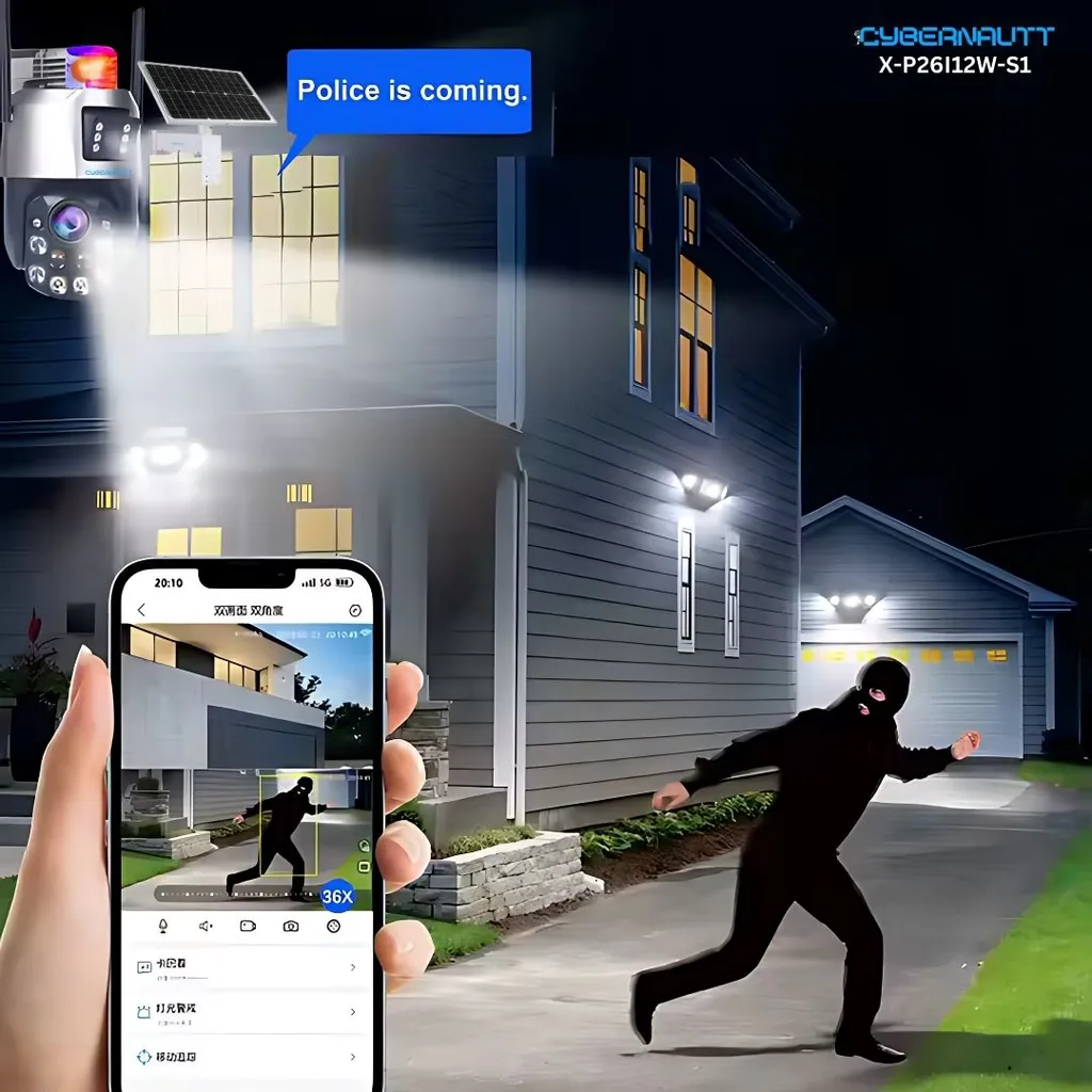 Cybernautt 3MP+3MP 2304x2592p Dual Lens Smart Wi-Fi Solar Camera, X-P26I12W-S1