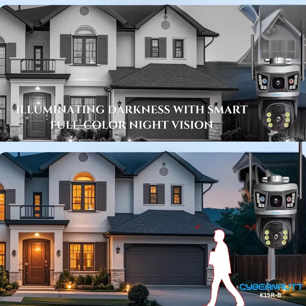 Cybernautt K15R-B 6MP 3K Dual-Lens 4G CCTV Camera- 8000mAh Battery, IP66 Waterproof, 2-Way Audio, Colour Night Vision, Alarm Lights, AI Motion Detect, up to 128GB