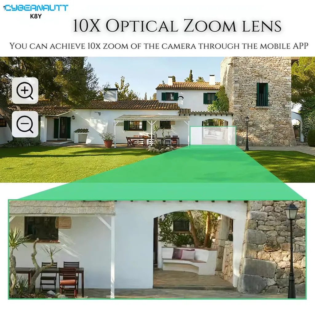 Cybernautt K8Y 4MP+4MP Outdoor 4G Dual-Lens PTZ Camera- 355 deg Pan-Tilt, 10x Optical Zoom, Two-Way Audio, Colour Night Vision, Waterproof, AI Motion Detect, up to 128GB