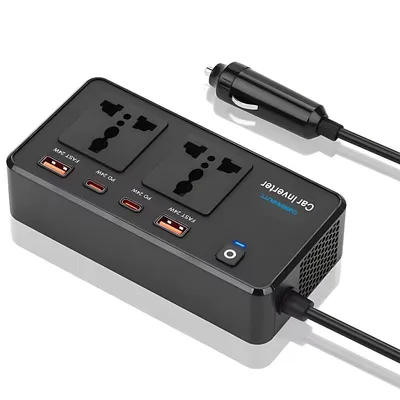 Cybernautt CA02 200W 2.4A Car Laptop Charger with Dual USB, Type-C Port & Fast-Charging USB