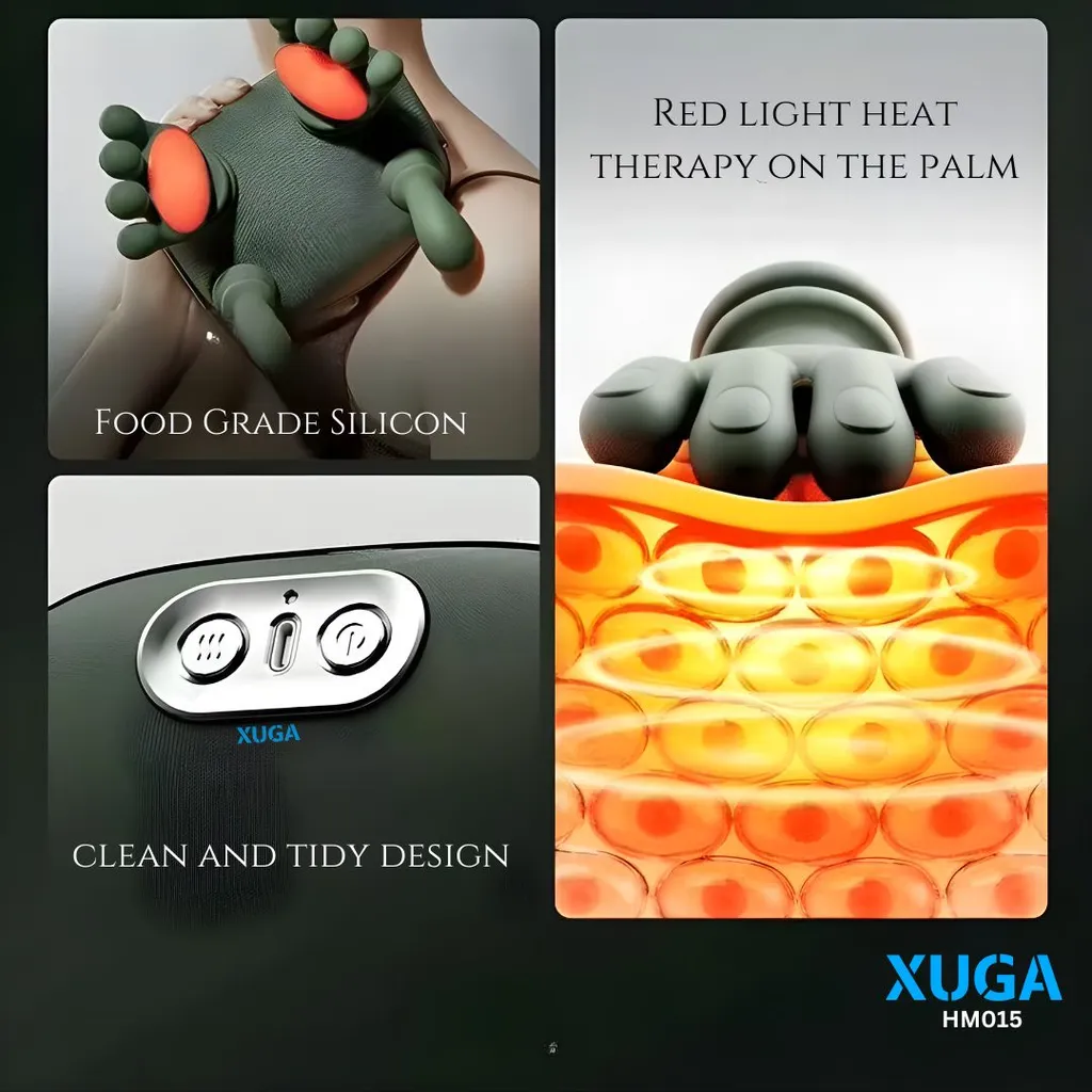 XUGA HM015 Heated Wireless Portable Shiatsu Neck and Back Massager Machine, Electric Deep Tissue 4D Kneading Massage, Simulated Human Hand Design for Pain Relief and Muscle Relax