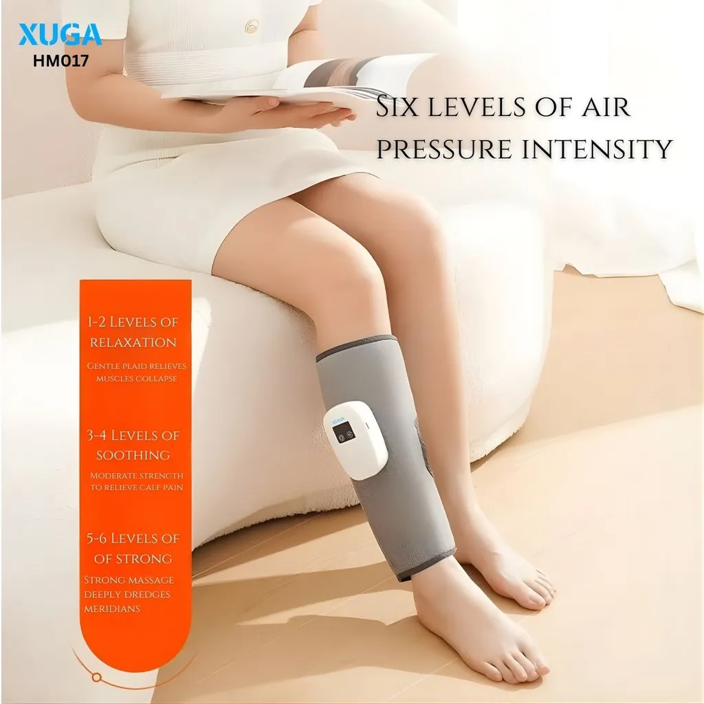 XUGA HM017 Leg Massager for Circulation and Pain Relief - 6 Levels, 3 Modes, Portable, Rechargeable for Calves and Feet
