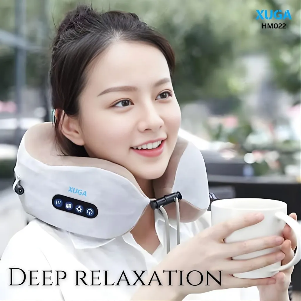 XUGA HM022 Neck Massage Pillow -  Kneading Massager with Heat & Timer - Portable Cordless for Neck Shoulder Back