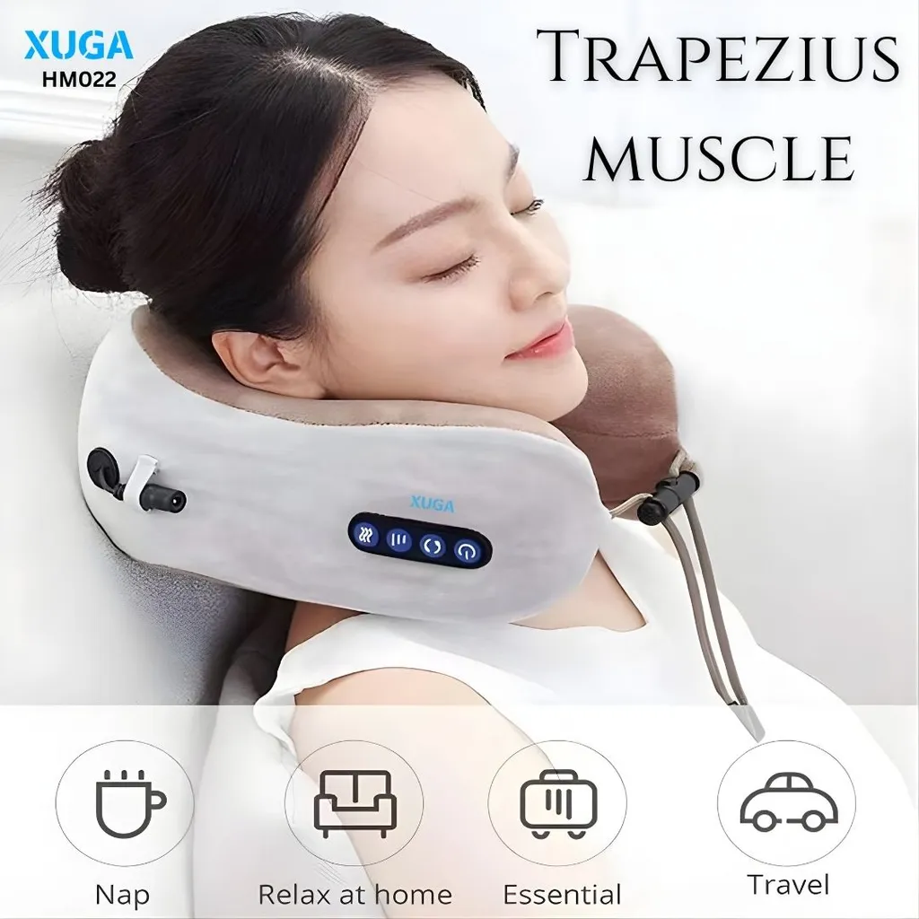 XUGA HM022 Neck Massage Pillow -  Kneading Massager with Heat & Timer - Portable Cordless for Neck Shoulder Back