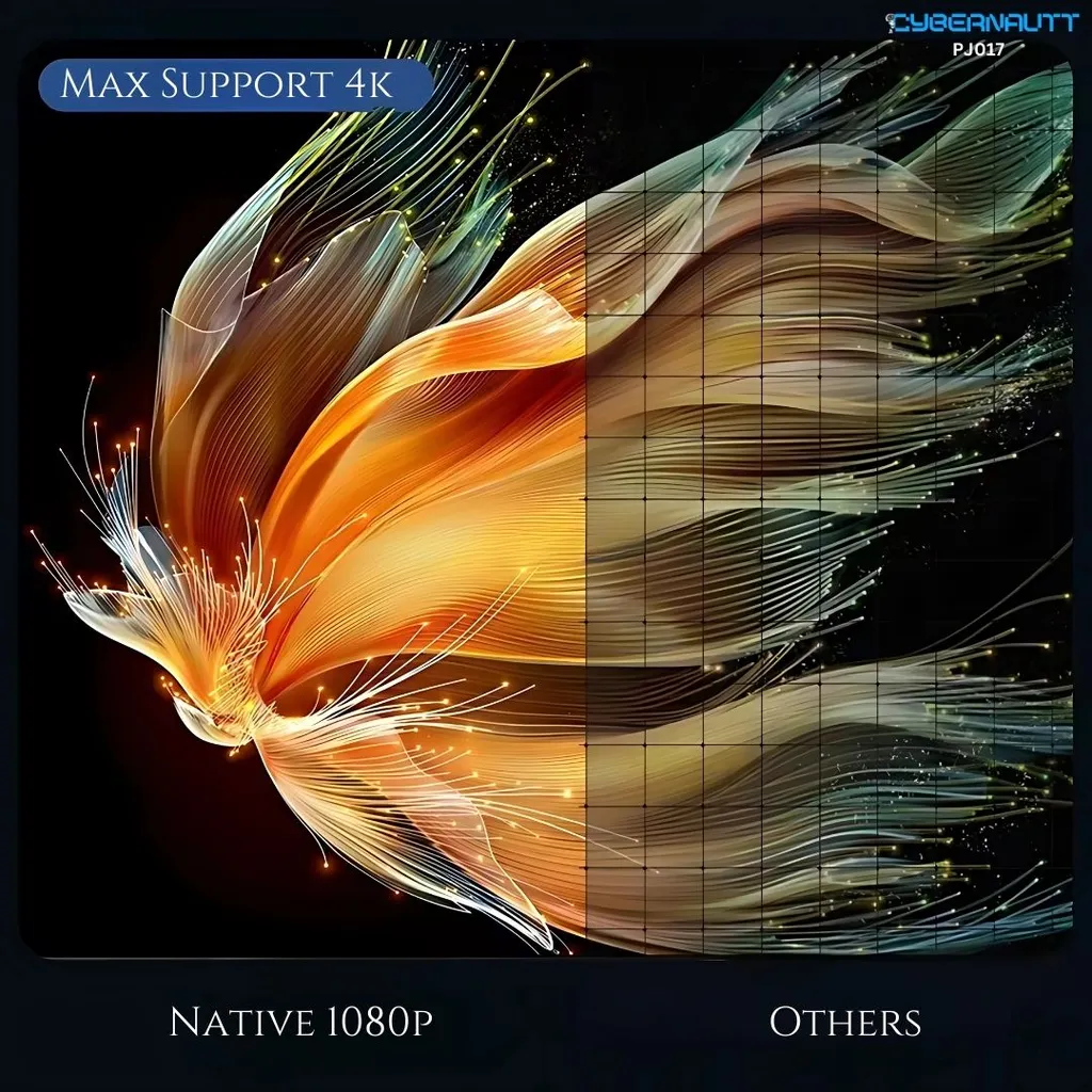 Cybernautt PJ017 Full HD 1080P Smart Projector | Android 13, 4K Support, Wi-Fi & Bluetooth