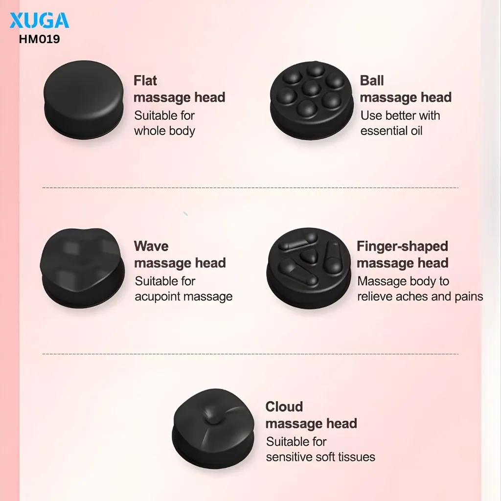 Xuga HM019 Body Massager - 6 in 1 Electric Muscle Massage Gun, Cordless with 1200mAh Battery, Portable Pain Relief for Back, Neck, Shoulders, Legs, Feet