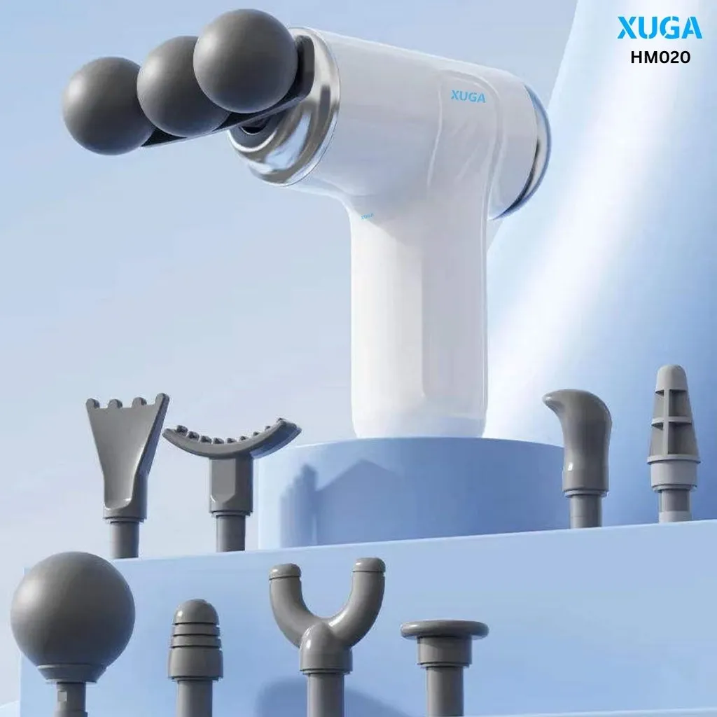 XUGA HM020 Handheld Percussion Massager - 6 Modes Muscle Recovery Tool, Multi-Position Adjustable, 2000mAh Lithium Battery, Cordless Electric Massager for Back, Shoulders, Legs