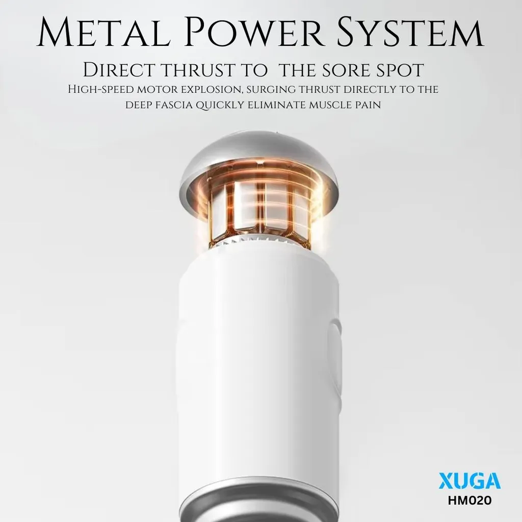 XUGA HM020 Handheld Percussion Massager - 6 Modes Muscle Recovery Tool, Multi-Position Adjustable, 2000mAh Lithium Battery, Cordless Electric Massager for Back, Shoulders, Legs