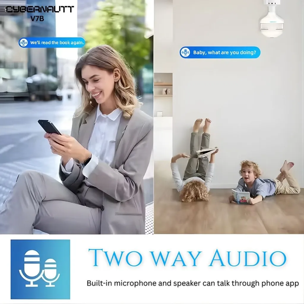 Cybernautt V7B 5MP Smart WiFi Bulb Camera | 360° Panoramic View, Night Vision, Two-Way Audio