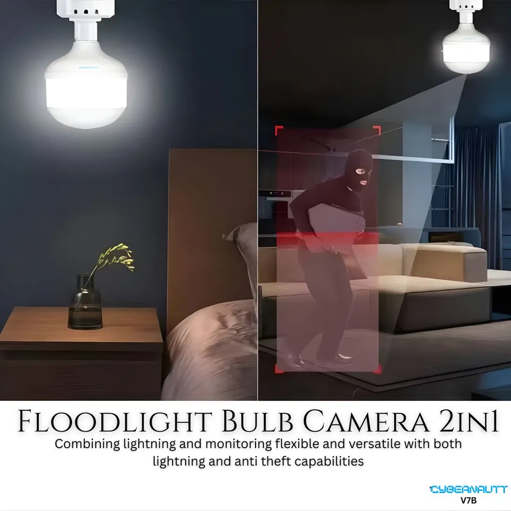 Cybernautt V7B 5MP Smart WiFi Bulb Camera | 360° Panoramic View, Night Vision, Two-Way Audio