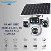 Cybernautt X11A 4G Solar Security Camera – Triple Lens 18MP, 355° Pan, Off-Grid Surveillance  | Night Vision | Motion Detection| Siren Alarm | 2 Way Audio | Use Air-tel 4G Sim