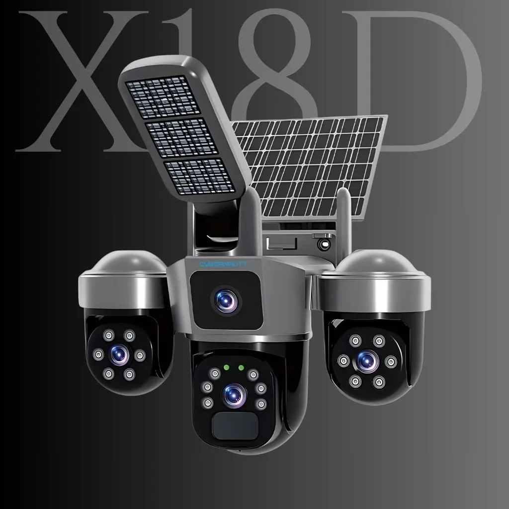 Cybernautt X18D 4G Solar SIM Security Camera with Triple 6MP Lens, 1080P Full HD Resolution, 355° Pan & 90° Tilt