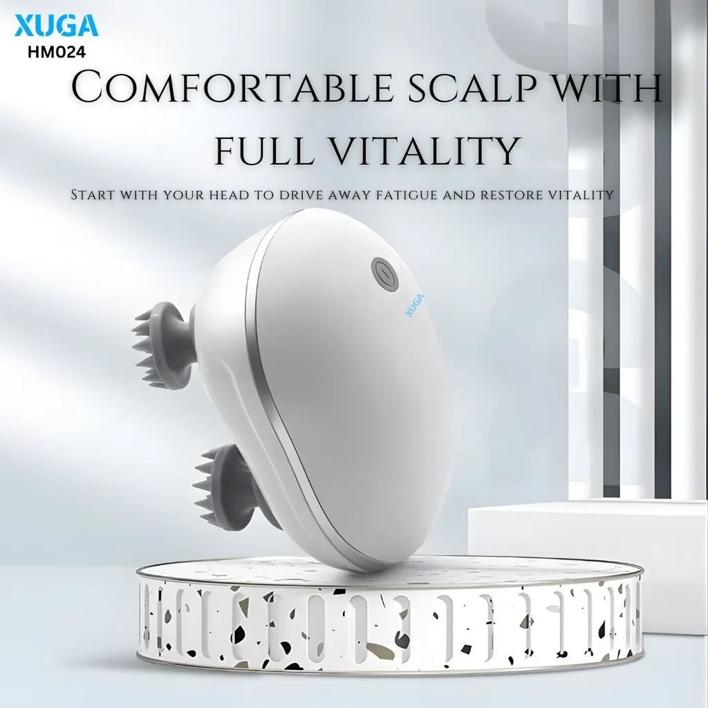 XUGA HM024 Electric Scalp Massager for Tension & Headache Relief, Features Red Light, 2 Speeds, Vibration for Full Body, Neck, Shoulder