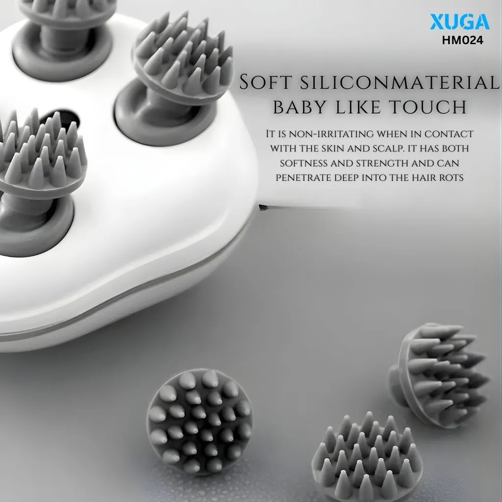 XUGA HM024 Electric Scalp Massager for Tension & Headache Relief, Features Red Light, 2 Speeds, Vibration for Full Body, Neck, Shoulder