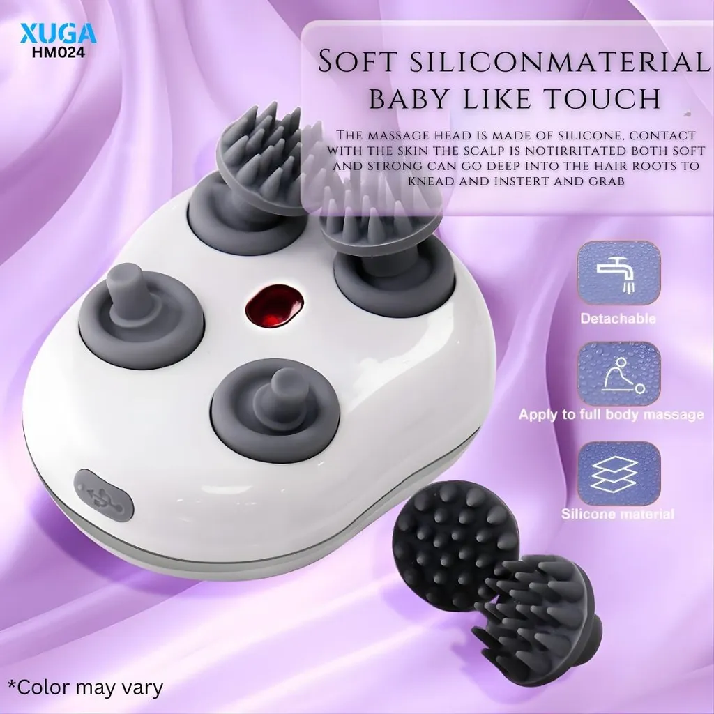 XUGA HM024 Electric Scalp Massager for Tension & Headache Relief, Features Red Light, 2 Speeds, Vibration for Full Body, Neck, Shoulder