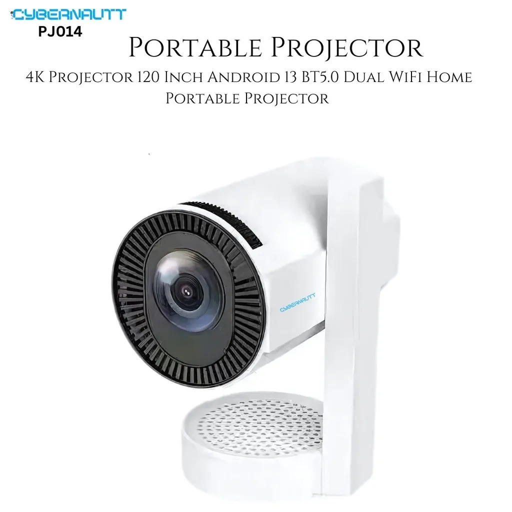 Cybernautt  PJ014 1080P Full HD Smart Projector with 4K Support | Autokeystone | 12500 Lumens | Android | 60-120