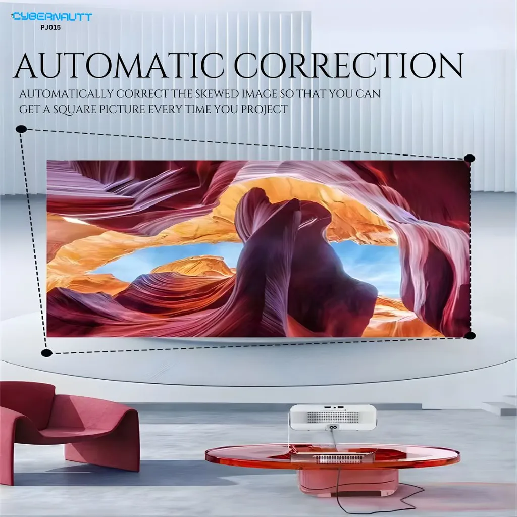 Cybernautt PJ015 Android 12 Projector - 720P Native, 280 ANSI, WiFi 6, 4K Support | Portable Home Theater