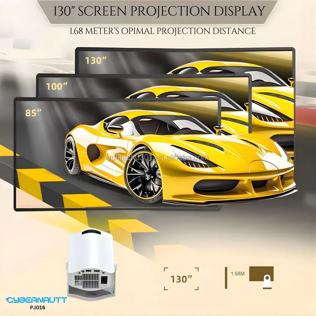 Cybernautt PJ016 Android 12 Smart Projector, 720P Portable Projector (Supports 4K), 280 ANSI Lumens, WiFi 6 Bluetooth 5.0 | 1+8GB | 1000:1 Contrast | Built-in Streaming Apps