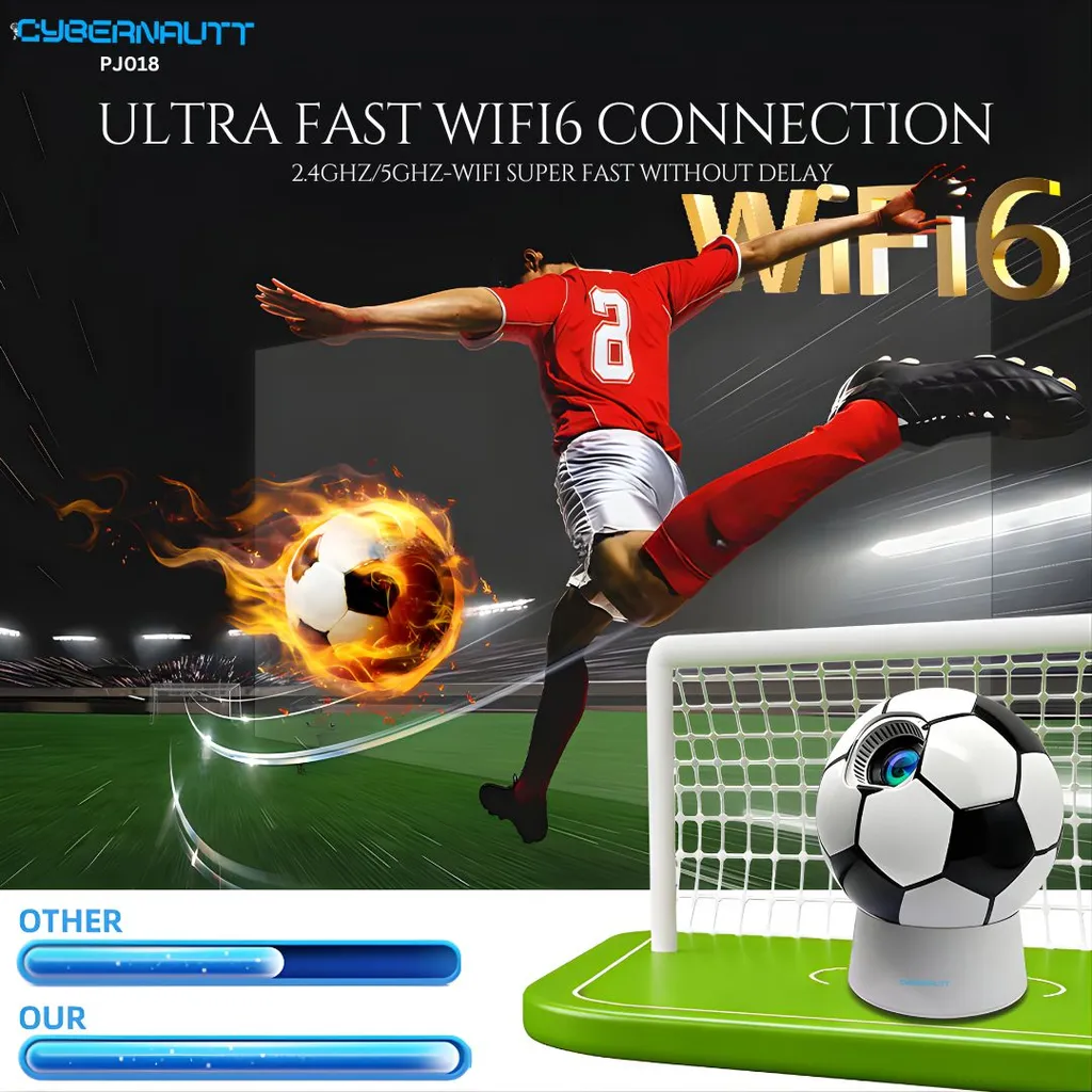 Cybernautt PJ018 Portable Projector, 720P HD Mini Projector with Android 11, WiFi 6, Auto Keystone, 4K Support, 160 Lumens, Bluetooth 5.0, Built-in Speaker