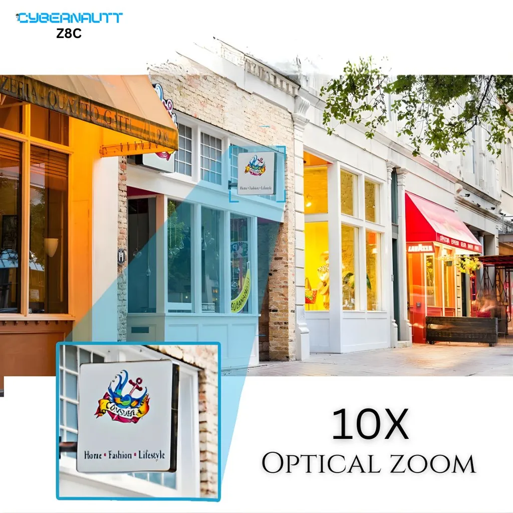 Cybernautt Z8C 8MP Dual-Lens WiFi PTZ Security Camera with 1080P Full HD Video, 355° Pan and 90° Tilt Control, Built-In Siren, Two-Way Audio, Vandal-Proof Design, H.264 Video Compression and Smart Remote Monitoring for Home, Office and Retail Security