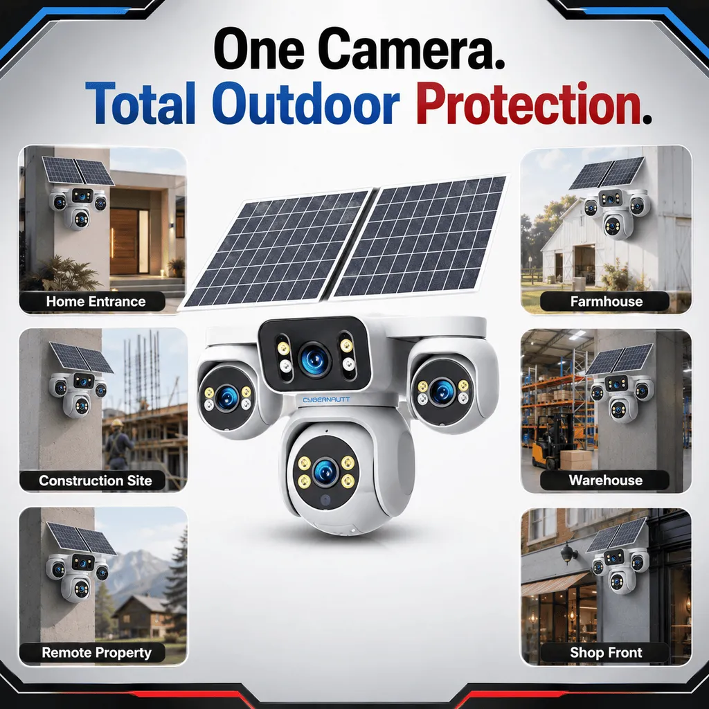 Cybernautt X20C 4G LTE Solar Security Camera Outdoor Wireless, 4MP 4-Lens 360° Panoramic, No WiFi Needed, Battery Powered, Pan Tilt, 1080P, 2-Way Audio, Built-in Siren, Vandal-Proof