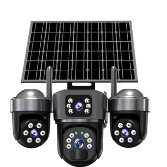Cybernautt X11D Triple Lens 4G Solar Security Camera with Three 4MP Lenses, 1080P Full HD Video, 355° Pan and 90° Tilt Coverage, True Wire-Free Solar-Powered Operation, Built-In Siren and Two-Way Audio,
