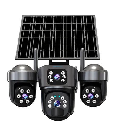 Cybernautt X11D Triple Lens 4G Solar Security Camera with Three 4MP Lenses, 1080P Full HD Video, 355° Pan and 90° Tilt Coverage, True Wire-Free Solar-Powered Operation, Built-In Siren and Two-Way Audio,