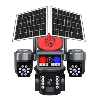 Cybernautt X11T Triple-Lens 4G Dual Solar Security Camera with Three 4MP Lenses, 1080P Full HD Video, 350° Pan and 90° Tilt Coverage, Wire-Free Solar-Powered Operation, Built-In Siren and Two-Way Audio,