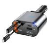 XUGA XA03 120W 4 in 1 Retractable Car Charger,Super Fast Charge Car Phone Charger, 1 USB Port, 1 Type C, 1 Other Connector, Car Charging Adapter for Phone