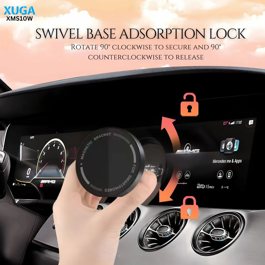 XUGA XMS10W 360° Vacuum Magnetic Phone Holder | Car Mount with Suction Cup | Holder for Car | Gym | Smooth Surface | Compatible with iPhone Android and All Smartphones