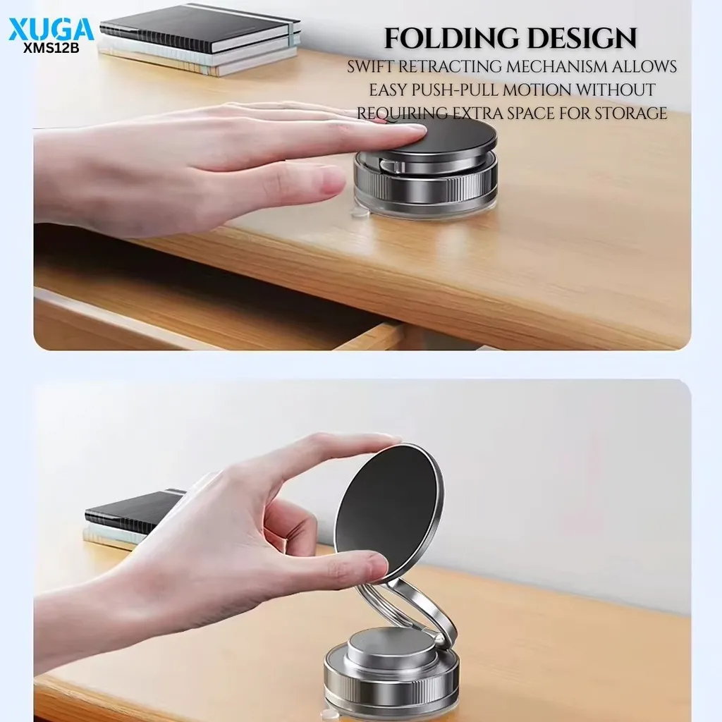 XUGA XMS12B 360° Vacuum Magnetic Phone Holder | Car Mount with Suction Cup | Holder for Car | Gym | Smooth Surface | Compatible with iPhone Android and All Smartphones