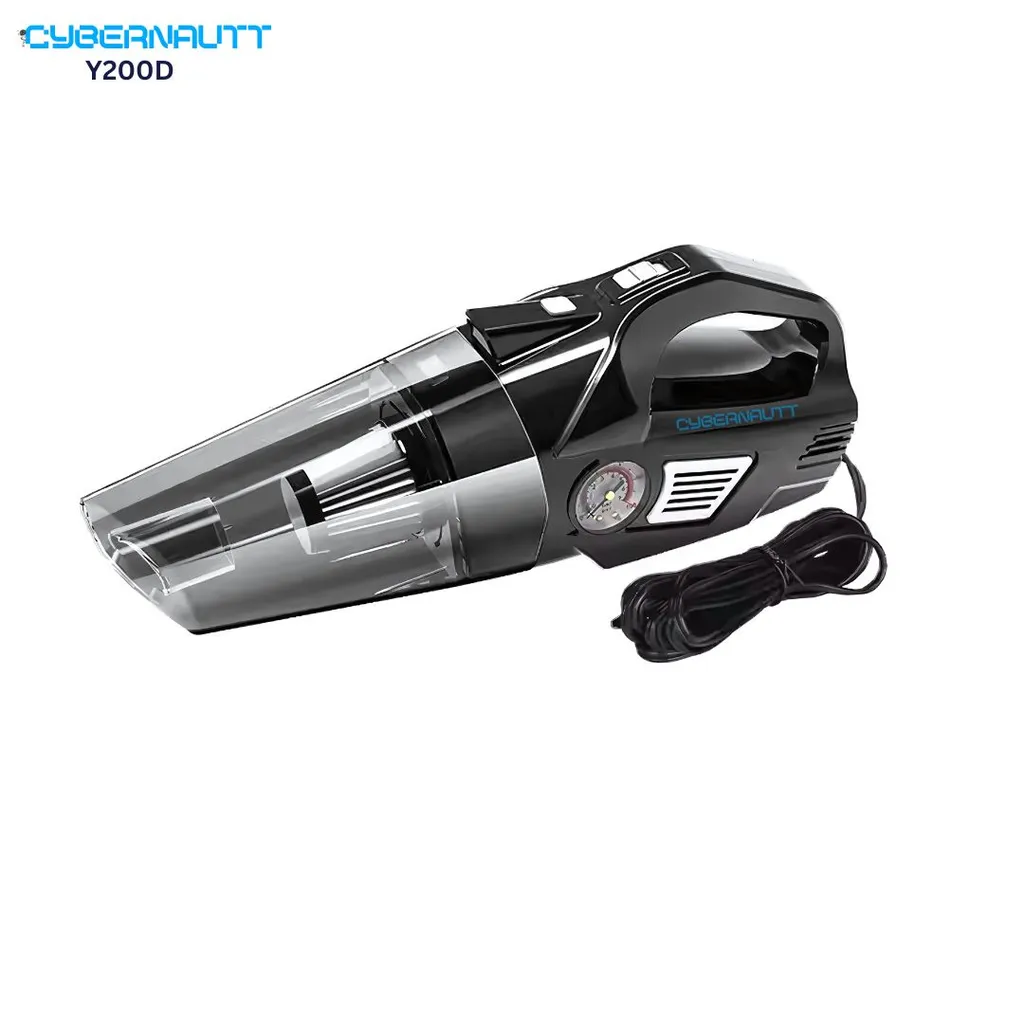 Cybernautt Y200D 130W 12VDC Portable Car Vacuum Cleaner Cum Tyre Inflator with LED Light for Car & Bike