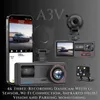 Cybernautt A3V 3 Channel Dash Cam Front Rear and Inside, 3 Way Triple Car Camera with Night Vision, Wi-Fi, 140° Wide Angle, G-Sensor, Parking Mode, Support 32GB SD Card