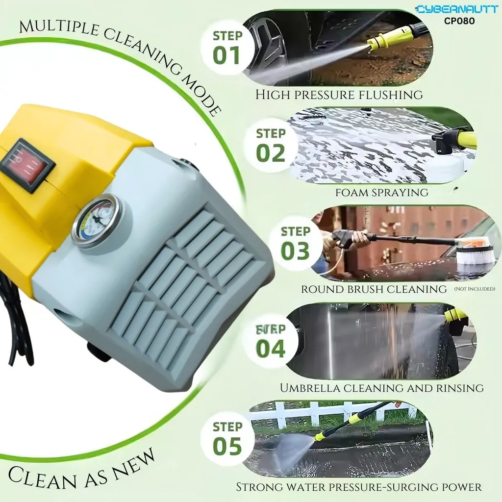 Cybernautt CP080 High-Pressure Washer - 150 Bar / 2175 PSI & 2400W Motor - Professional Grade Electric Cleaner for Cars, Motorcycles, Driveways, and Outdoor Surfaces