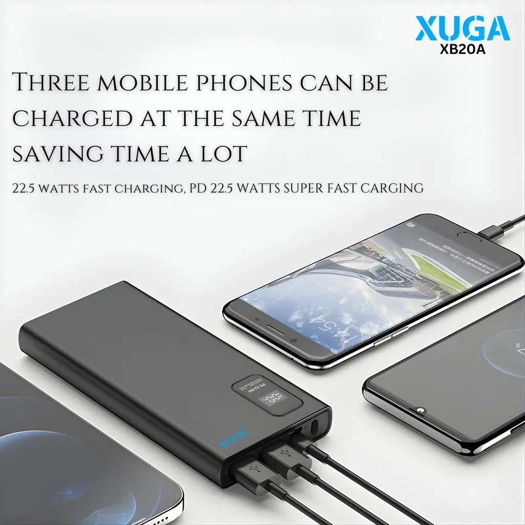 XUGA XB20A 20000mAh Power Bank, 22.5W Fast Charging Portable Charger with Wireless Charger & Digital Display