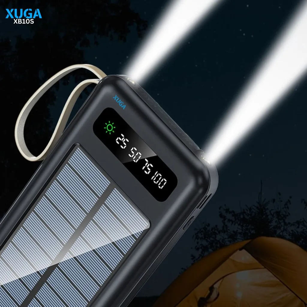 Xuga XB10S Solar Power Bank 10000mAh, 22.5W Fast Charging Portable Charger with Solar Panel, Triple Protection for iPhone Android Phone