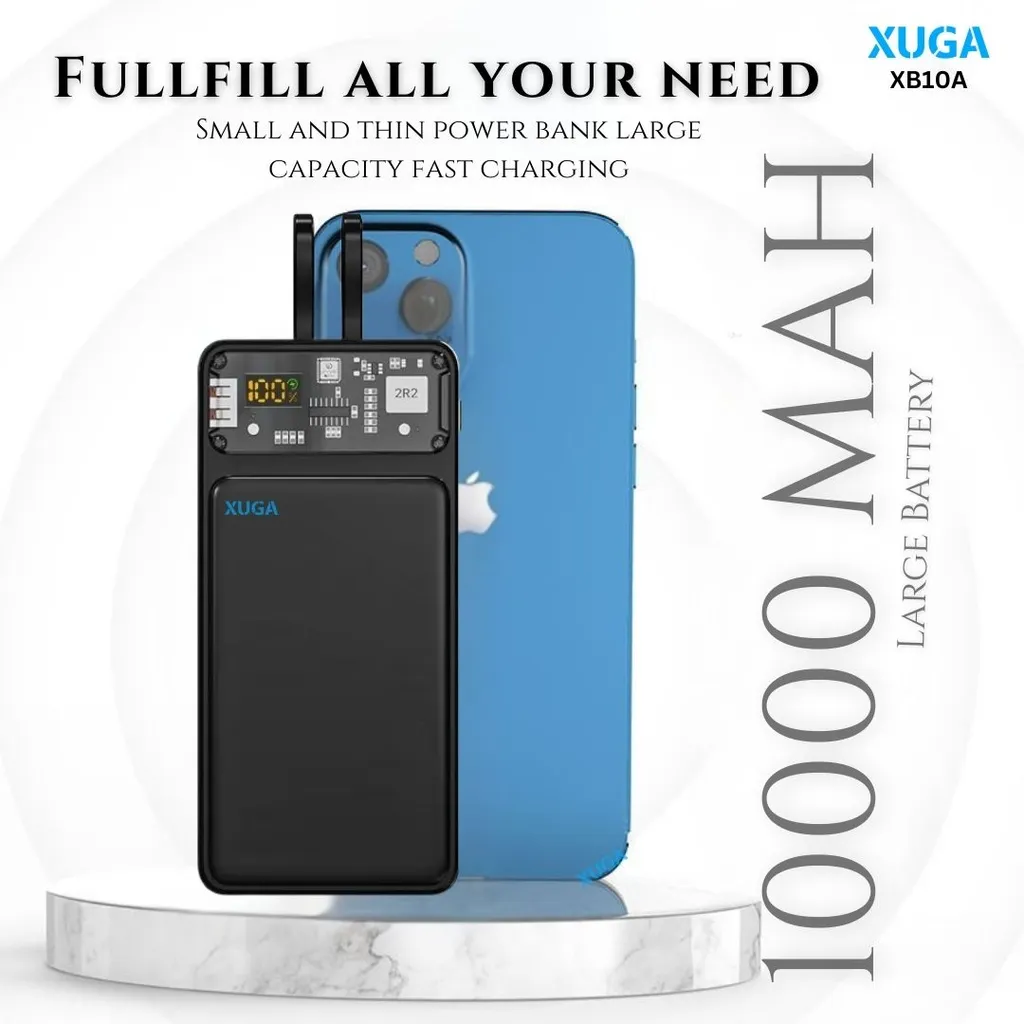 Xuga XB10A 10000mAh Power Bank, 22.5W Fast Charging Portable Charger, USB-C & Micro USB Slim Power Bank with LED Display, 2-in-1 Quick Charge, Outdoor Essential