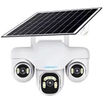 Cybernautt X18B Solar Security Camera 4G LTE, 18MP Triple Lens, All 3 Mobile controlled Lens, AI Human Detection, Full Color Night Vision, Wire-Free Outdoor Camera for Home/Construction/Farm