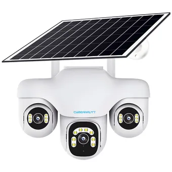 Cybernautt X18B Solar Security Camera 4G LTE, 18MP Triple Lens, All 3 Mobile controlled Lens, AI Human Detection, Full Color Night Vision, Wire-Free Outdoor Camera for Home/Construction/Farm