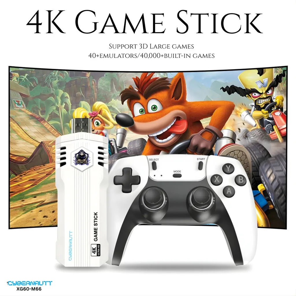 Cybernautt XG60-M66 Gaming Console, 4K Ultra HD, 64GB Memory, Wireless/Wired Game Console for TV, Supports Multiplayer & Multi-Language